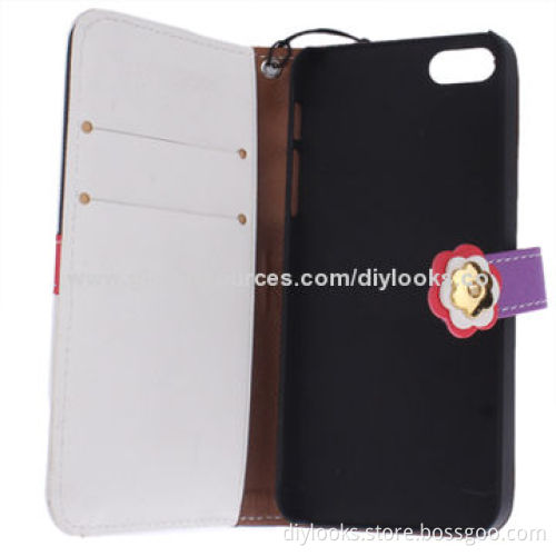 Colorful Wrist Flip Leather Mobile Phone Wallet Cases for iPhone 5/5S with Credit Card Slot